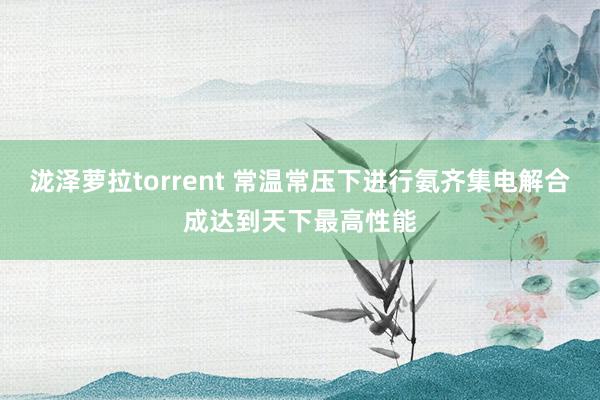 泷泽萝拉torrent 常温常压下进行氨齐集电解合成达到天下最高性能