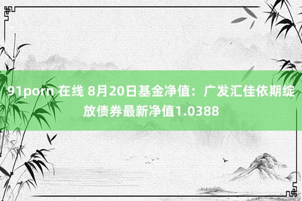 91porn 在线 8月20日基金净值：广发汇佳依期绽放债券最新净值1.0388