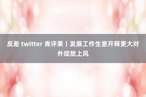 反差 twitter 青评果丨发展工作生意开释更大对外绽放上风