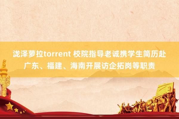 泷泽萝拉torrent 校院指导老诚携学生简历赴广东、福建、海南开展访企拓岗等职责