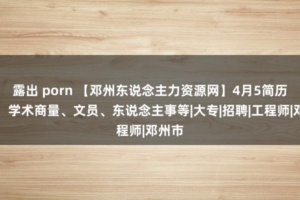 露出 porn 【邓州东说念主力资源网】4月5简历更新：学术商量、文员、东说念主事等|大专|招聘|工程师|邓州市